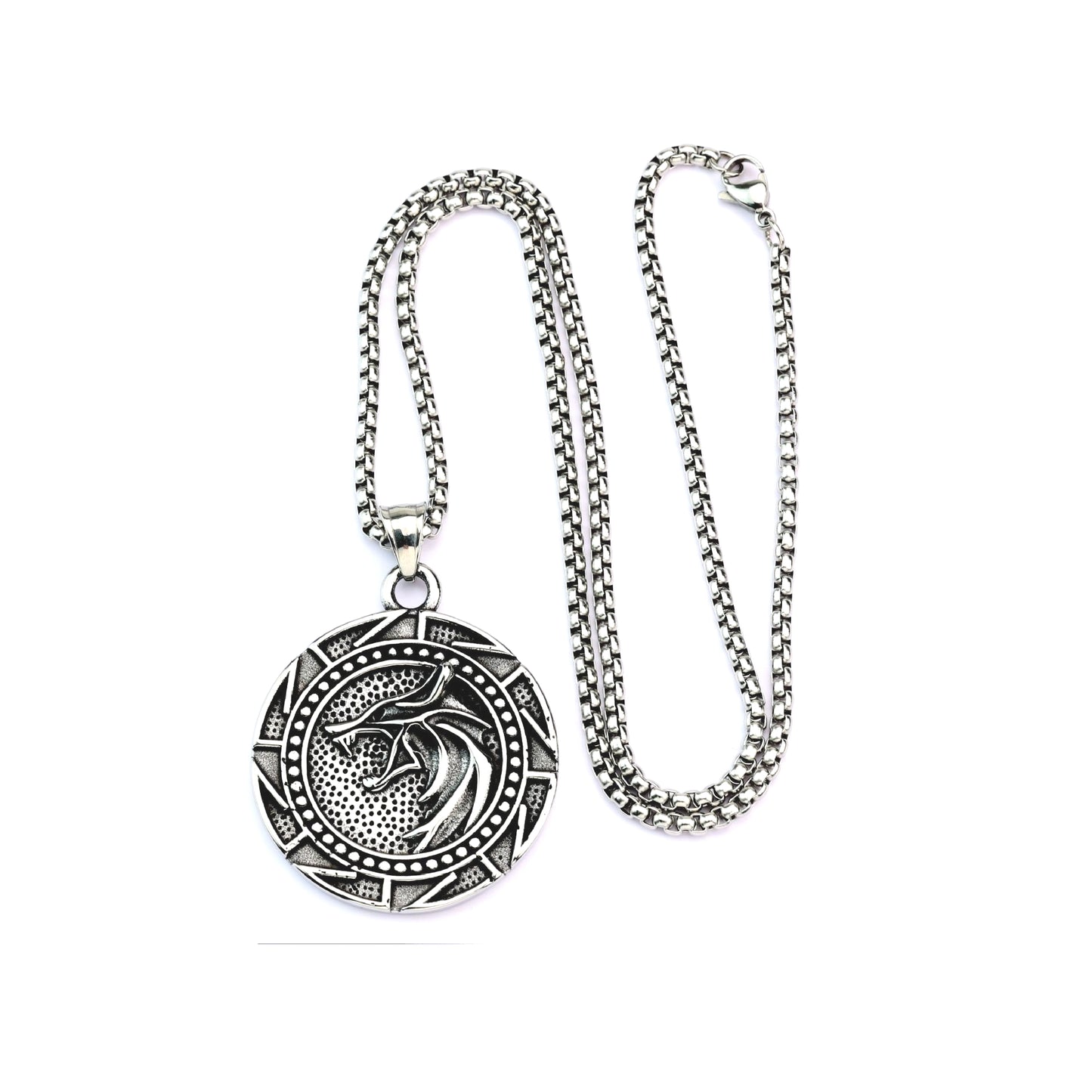 Viking Wolf Head Rune Titanium Steel Pendant for Men Tree of Life Necklace by Planderful