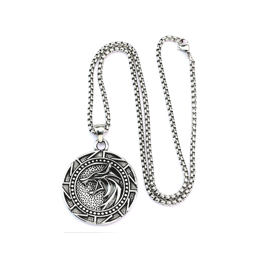 Viking Wolf Head Rune Titanium Steel Pendant for Men Tree of Life Necklace by Planderful