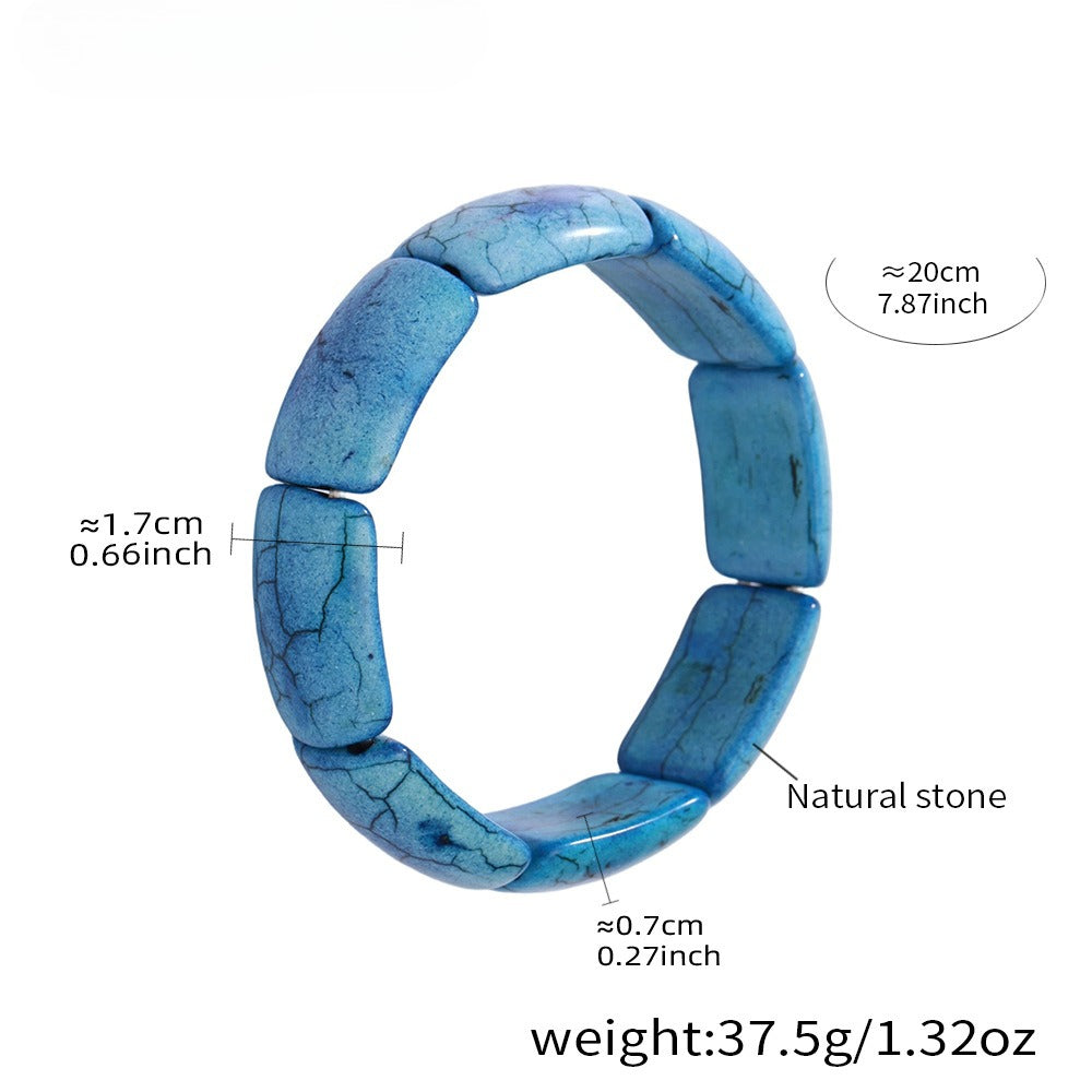 Planderful Jadeite Green Smudged Elastic Bracelet For Women