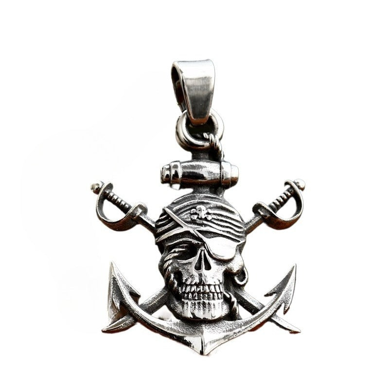 Nordic Viking Ship Anchor Titanium Steel Pendant – Stainless Steel Skull Pendant Necklace