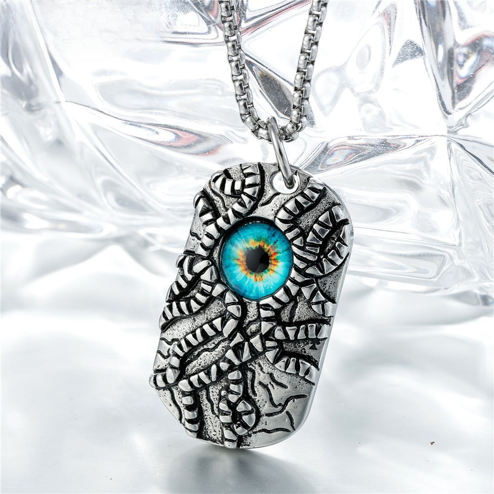 Planderful Personalized Retro Devil's Eye Pendant Necklace For Men And Unisex Titanium Steel Protection Statement