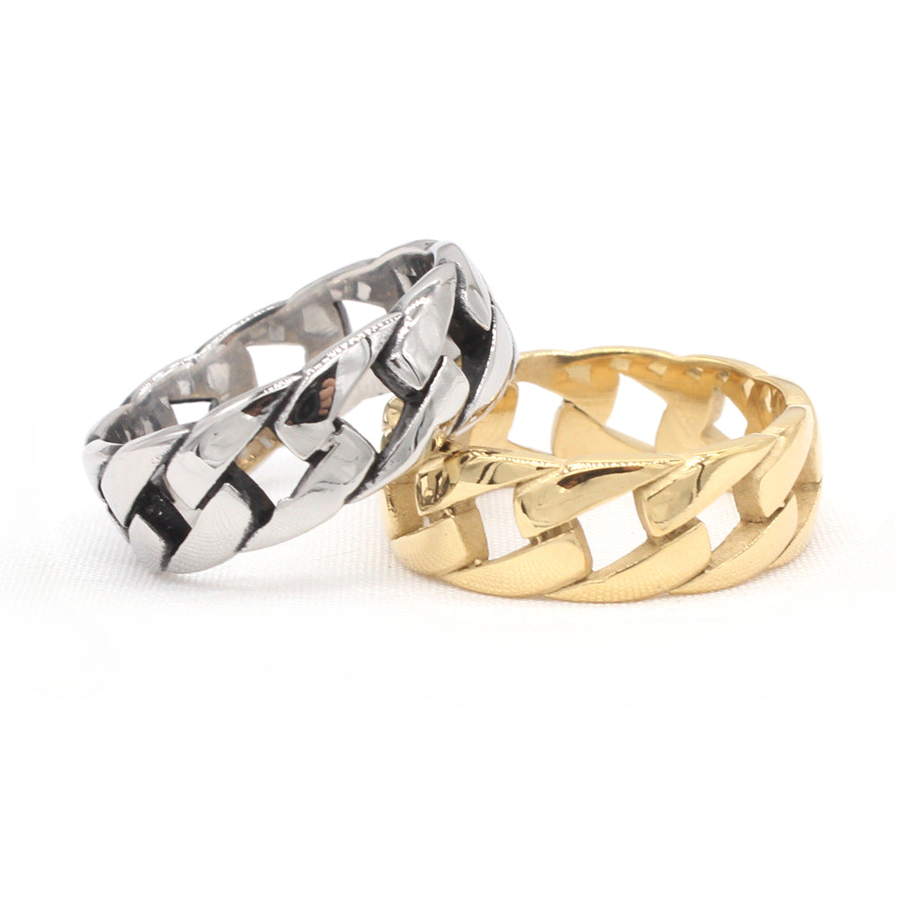 Planderful Everyday Genie – European and American Personalized Retro Chain Men's Titanium Steel Ring