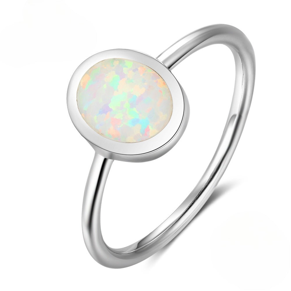 Planderful Jewelry Opal Ring In Sterling Silver Size 6 7 8 Elegant Everyday Genie