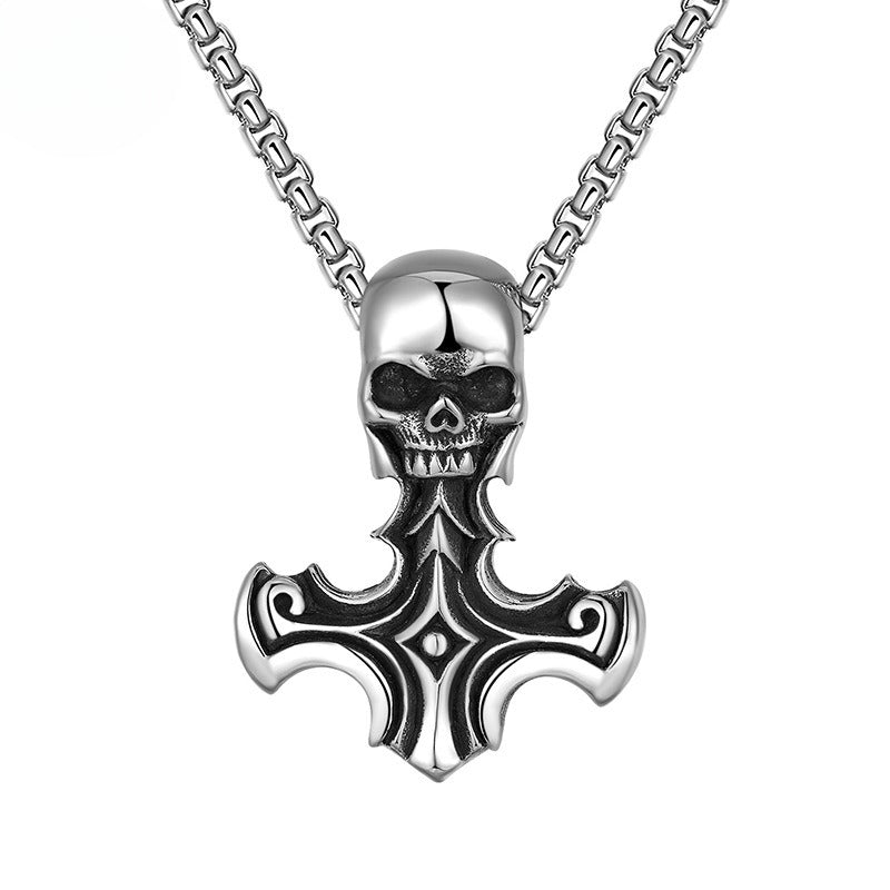Titanium Steel Necklace - Statement Punk Hip Hop Skull Cross Pendant Necklace For Men And Women By Planderful