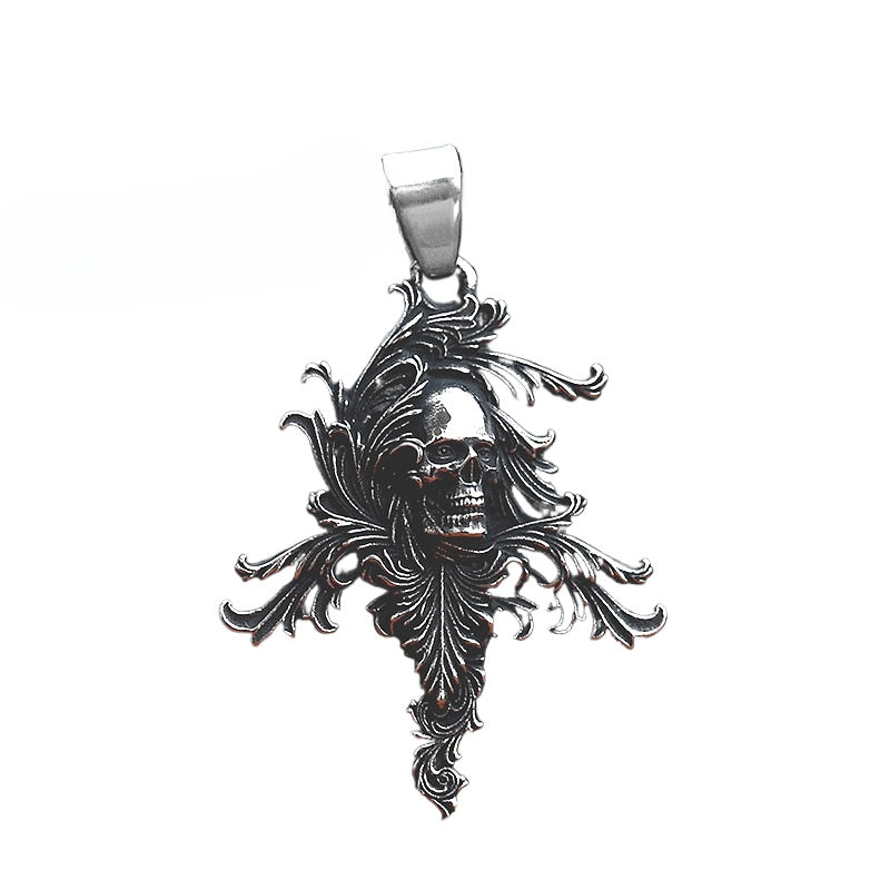 Bold Titanium Steel Skull Pendant for Men - Retro Punk Hip-Hop Jewelry