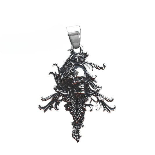 Bold Titanium Steel Skull Pendant for Men - Retro Punk Hip-Hop Jewelry