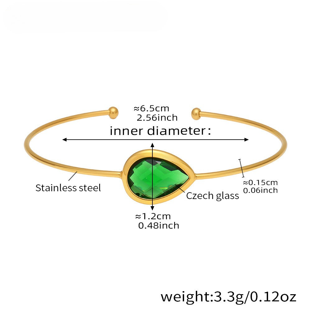 Planderful Water Drop Czech Glass Bracelet For Her 18K Gold