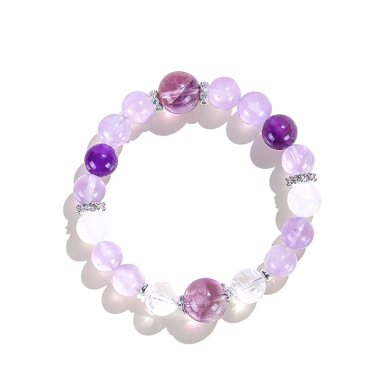 Planderful Fortune's Favor Bracelet – Elegant Bolivian Amethyst with Snowflake Ghost White Crystals