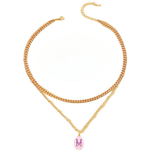 Double-Layer Letter Necklace with Internet Celebrity Vibe