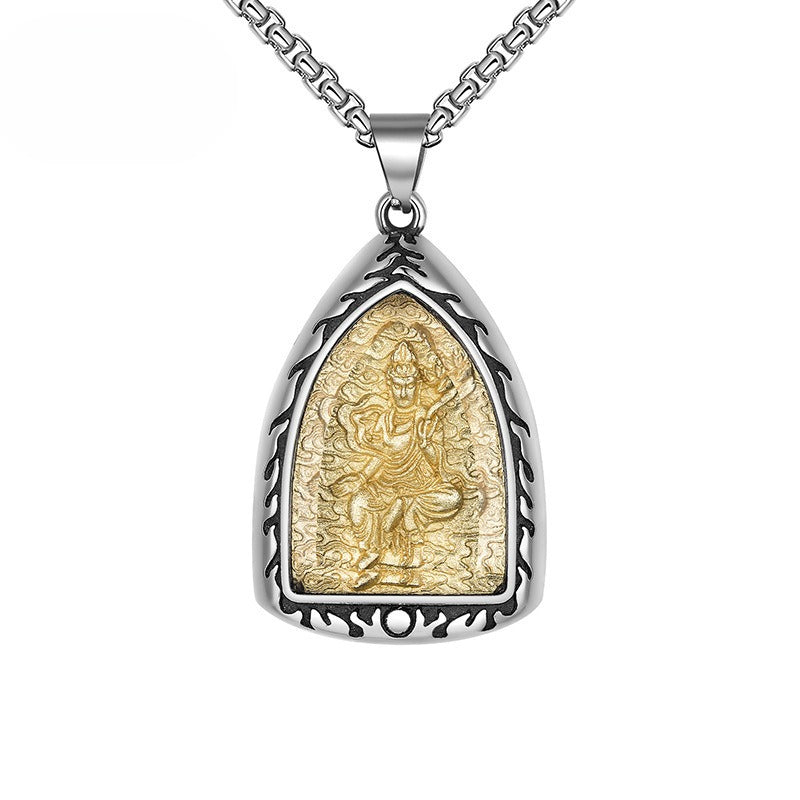 Steel Necklace – Vintage Buddhist Amulet