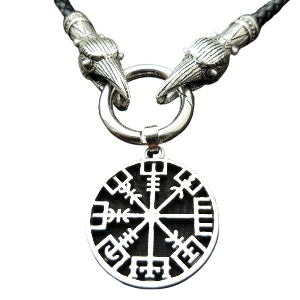 Norse Legacy Silver Compass Necklace for Men