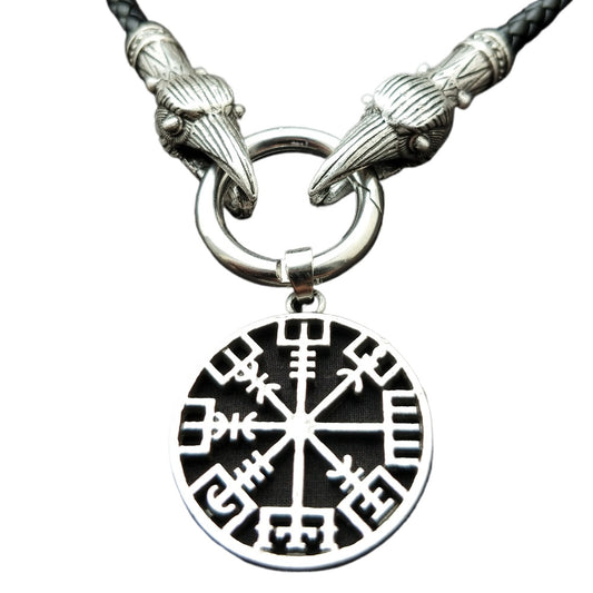 Norse Legacy Silver Compass Necklace for Men
