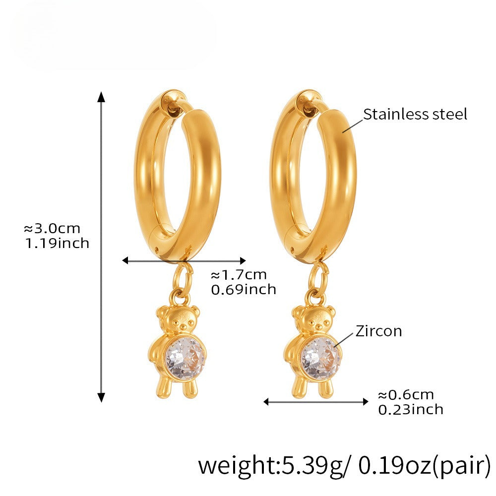 Planderful 18K Gold Plated Zircon Animal Earrings Women