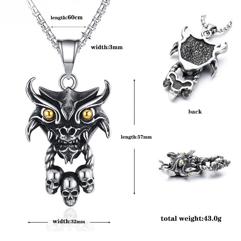 Stainless Steel Necklace – Elegant Ghost Head Sacrifice Inspired Men's Pendant For Everyday Wear Planderful