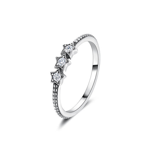 Starry Sterling Silver Ring: Delicate European and American Design