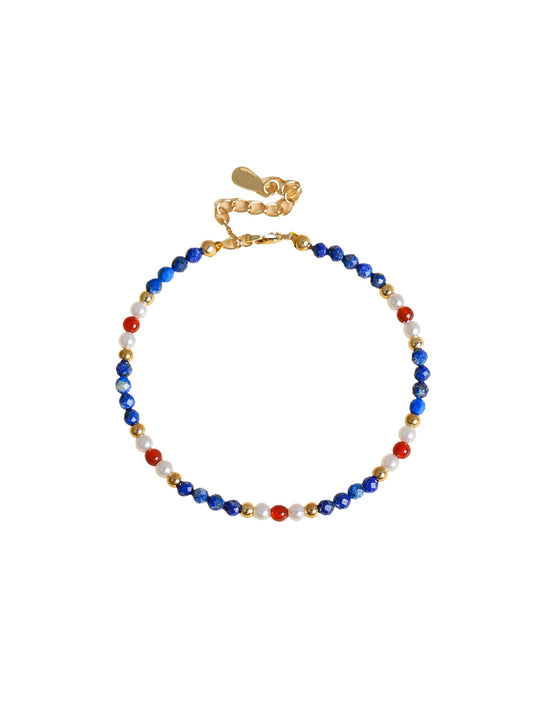 Lapis Lazuli Agate Pearl Bracelet