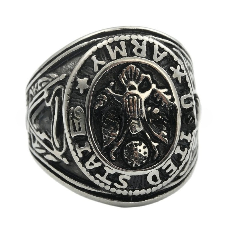 Planderful Titanium Steel Eagle Ring For Men Unisex Retro Trendy Statement Jewelry With Protective Symbol