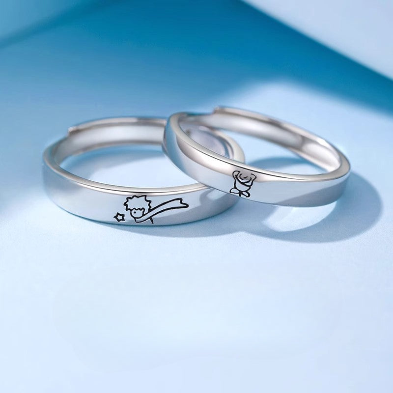 New Couple Ring Men's 925 Sterling Silver Prince Rose Gift