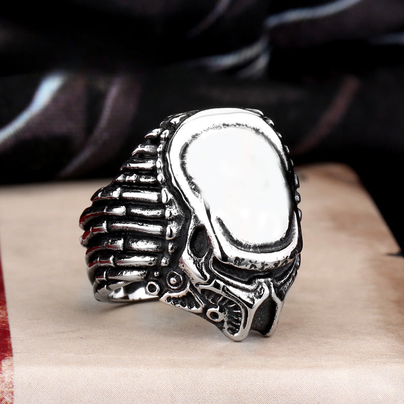 Men's Titanium Steel Ring with Unique War-Inspired Design for European and American Trade