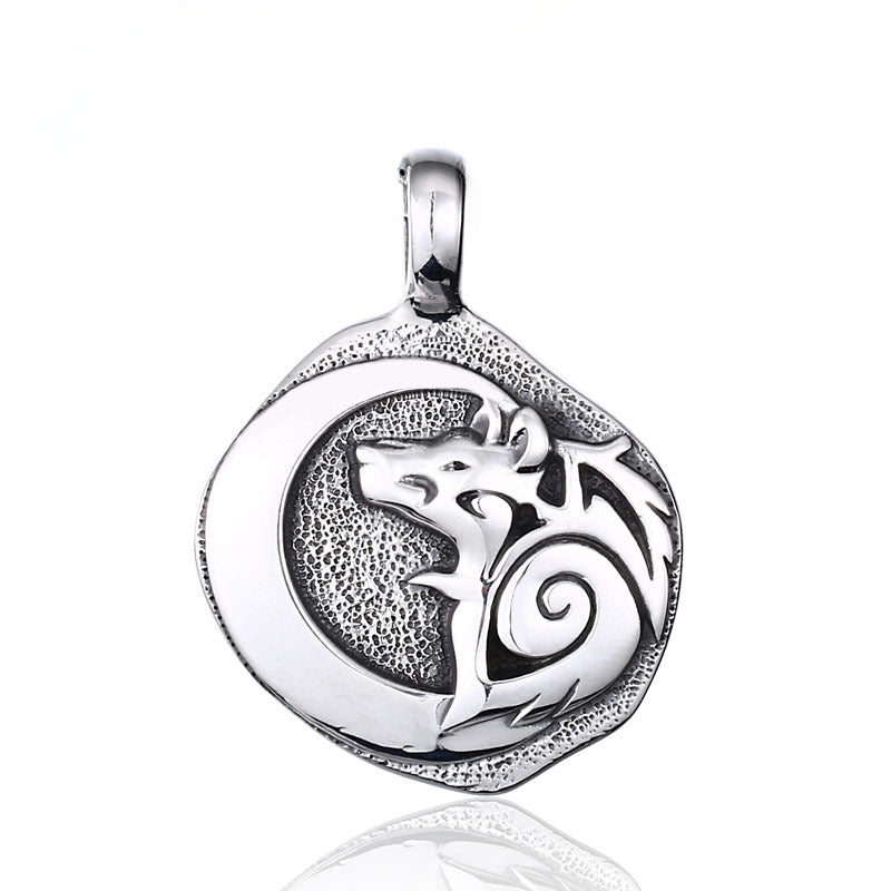 Retro Stainless Steel Wolf Head Pendant for Men - Personalized Titanium Steel Jewelry