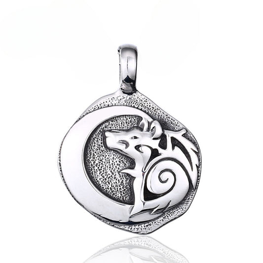 Retro Stainless Steel Wolf Head Pendant for Men - Personalized Titanium Steel Jewelry