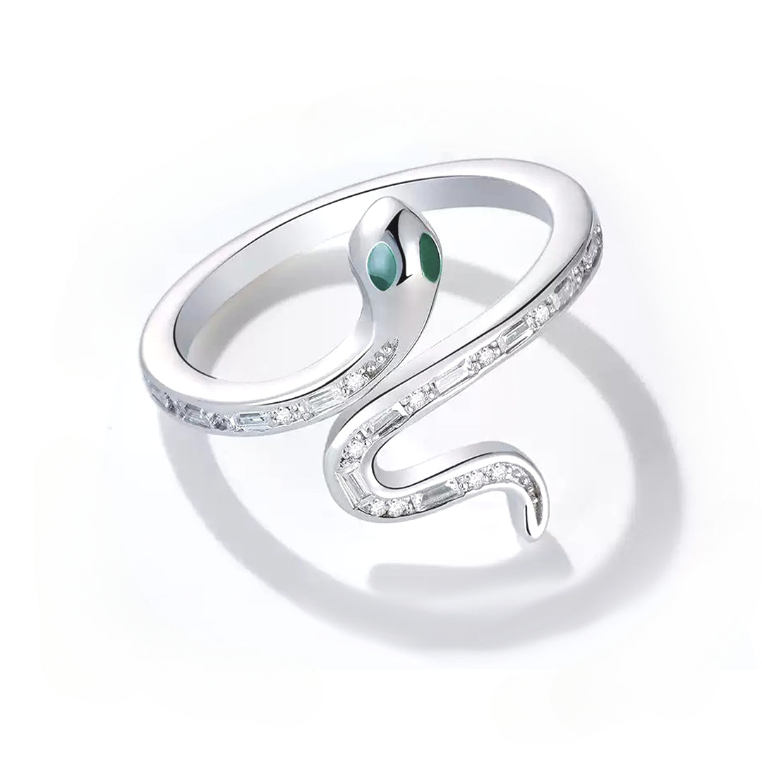Planderful Everyday Genie – 925 Sterling Silver Inlaid Snake Ring for Women's Fashion Niche Design