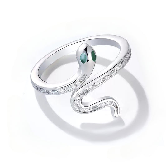 Planderful Everyday Genie – 925 Sterling Silver Inlaid Snake Ring for Women's Fashion Niche Design