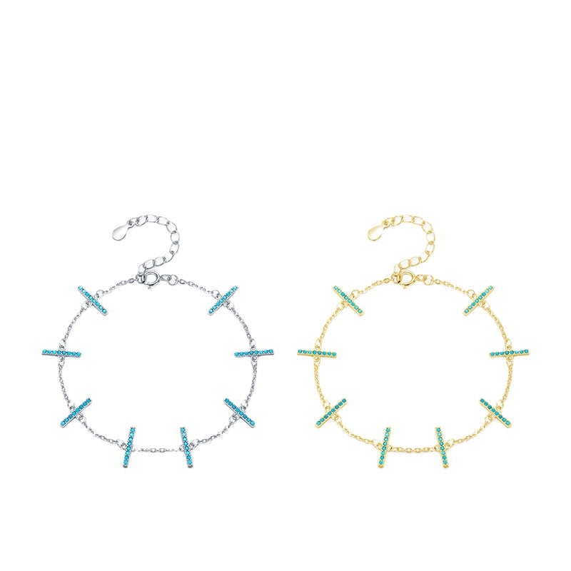 European and American Fashion Sterling Silver Turquoise Bracelet