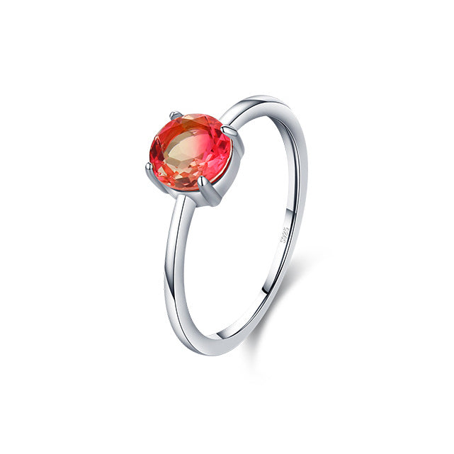 Everyday Genie Sterling Silver Watermelon Tourmaline Ring for Women - Size 5-10