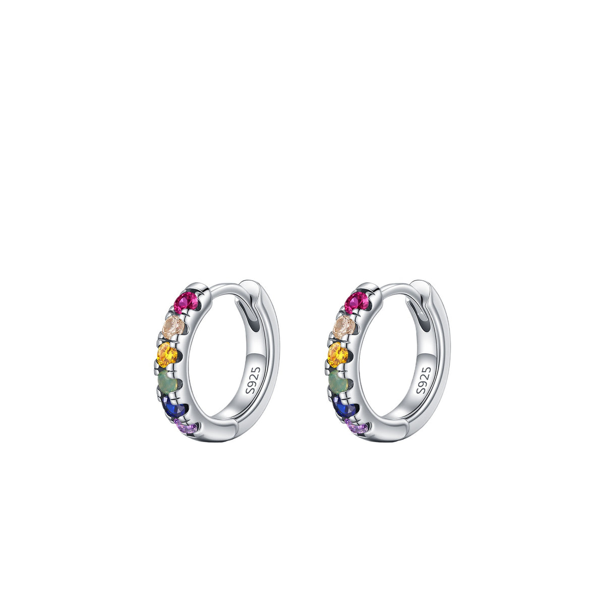 925 Sterling Silver Multicolor Zircon Earrings