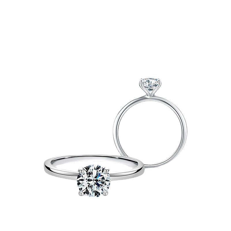 Platinum-Plated Moissanite Sparkling Ring with Certificate