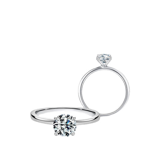 Platinum-Plated Moissanite Sparkling Ring with Certificate