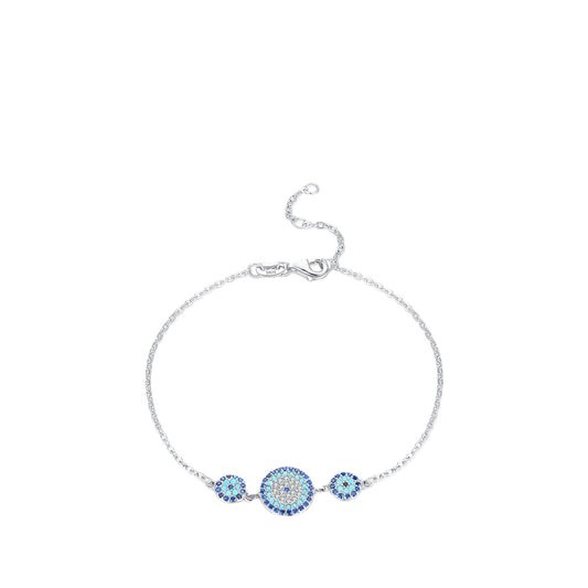 S925 Sterling Silver Turquoise Bracelet with Zircon Accents for Women