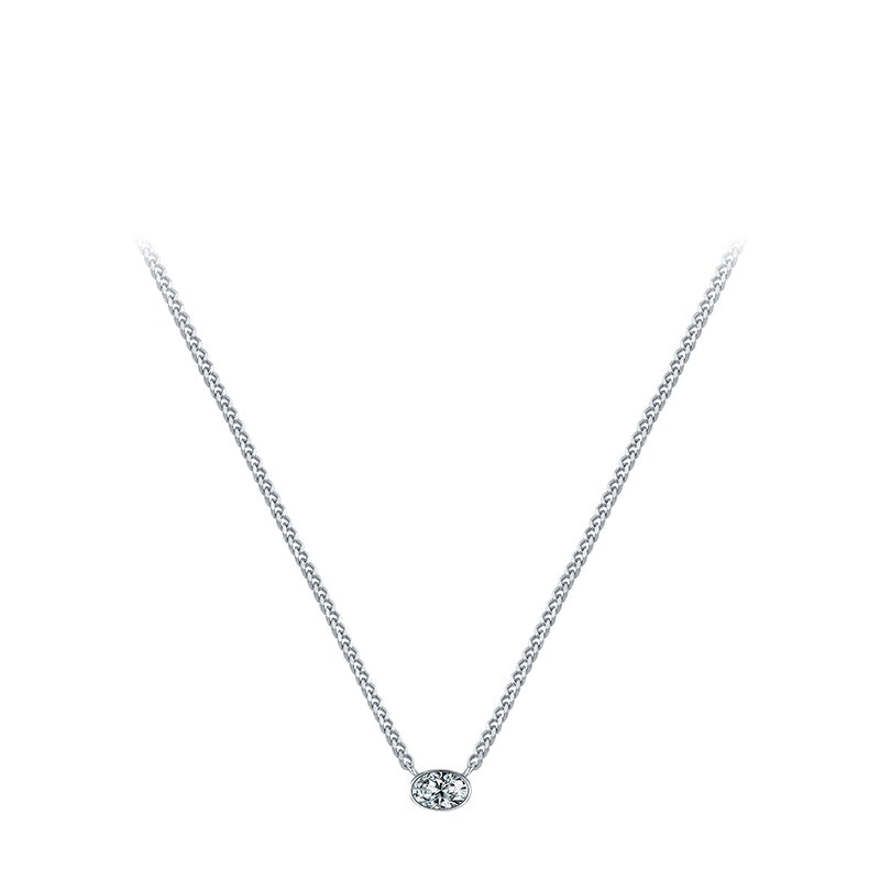 Silver Zircon Necklace with Cuban Chain Pendant for Women