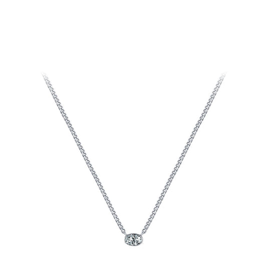 Silver Zircon Necklace with Cuban Chain Pendant for Women