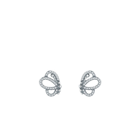 Exquisite S925 Sterling Silver Butterfly Stud Earrings for Women