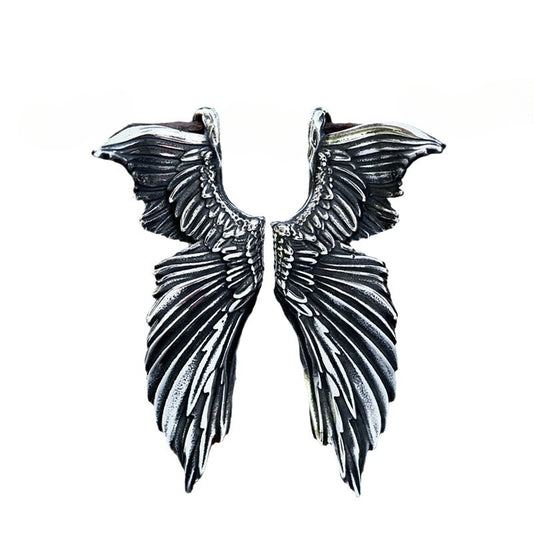 Titanium Steel Retro Angel Wings Pendant for Men - Unique Stainless Steel Feather Wing Accessory