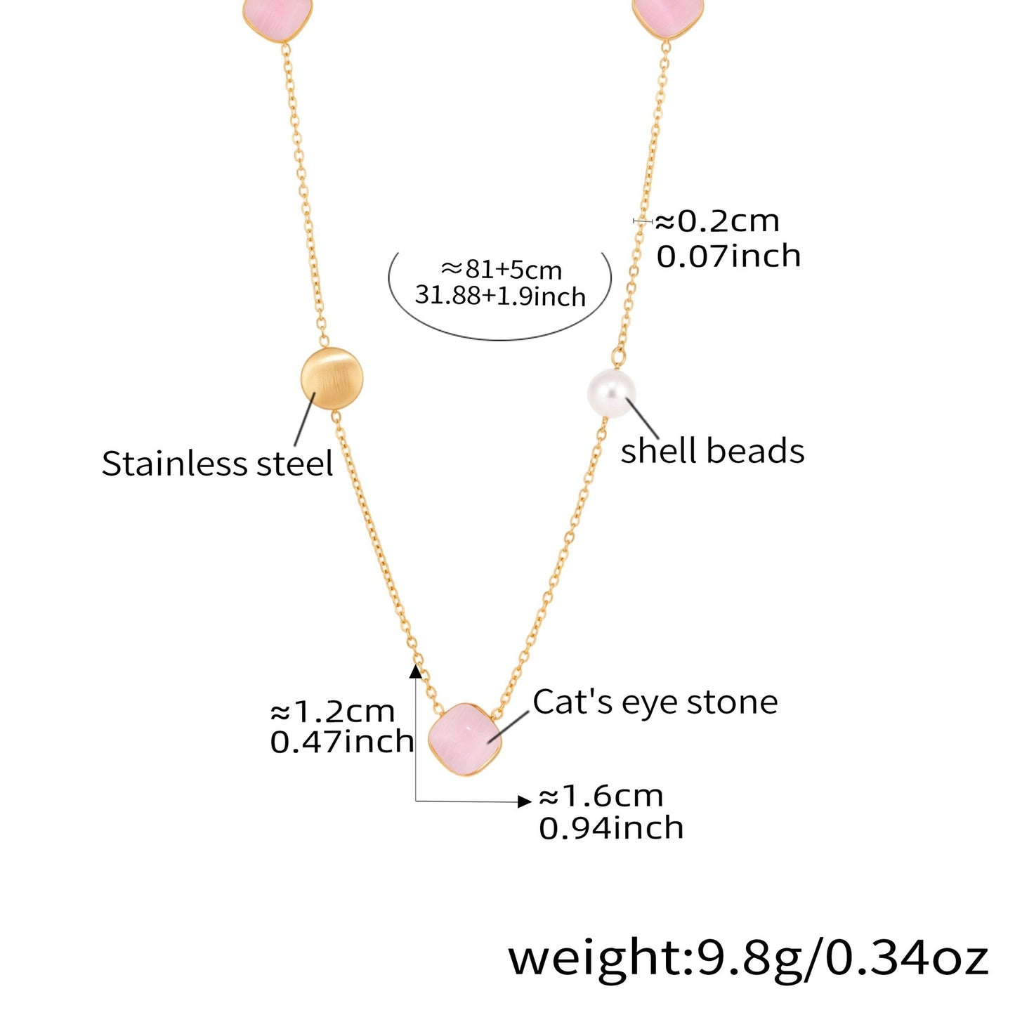 Planderful Candy Color Opal Necklace Gold Plated For Women