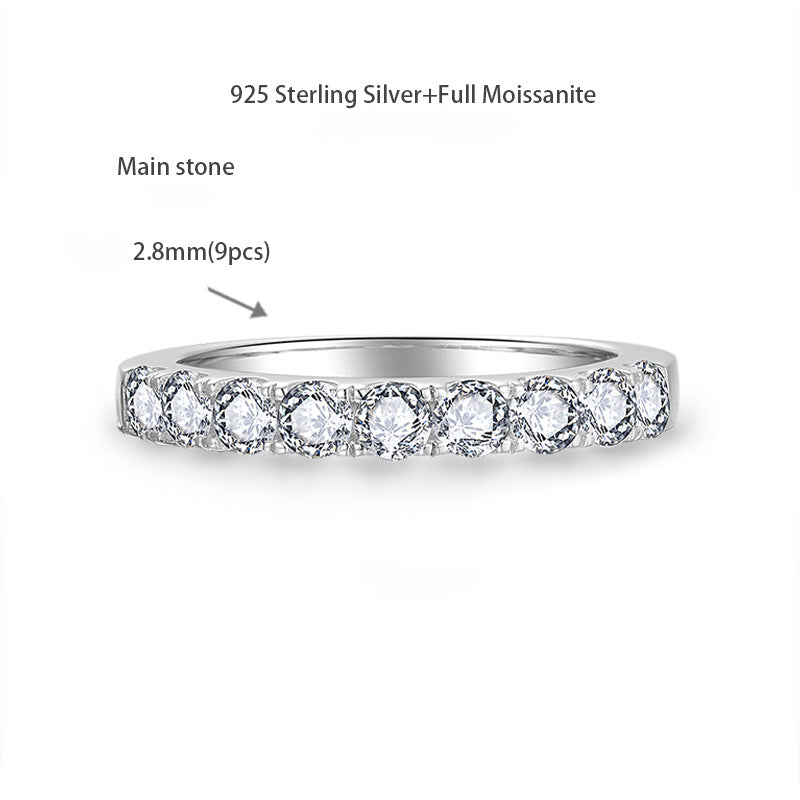 Classic Fashion Versatile 10 Diamond Row Ring S925 Silver