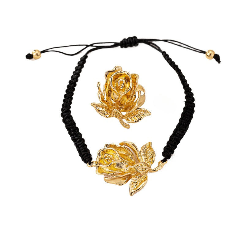 Gold Rose Jewelry Set for Women by Planderful Fashionable Elegance