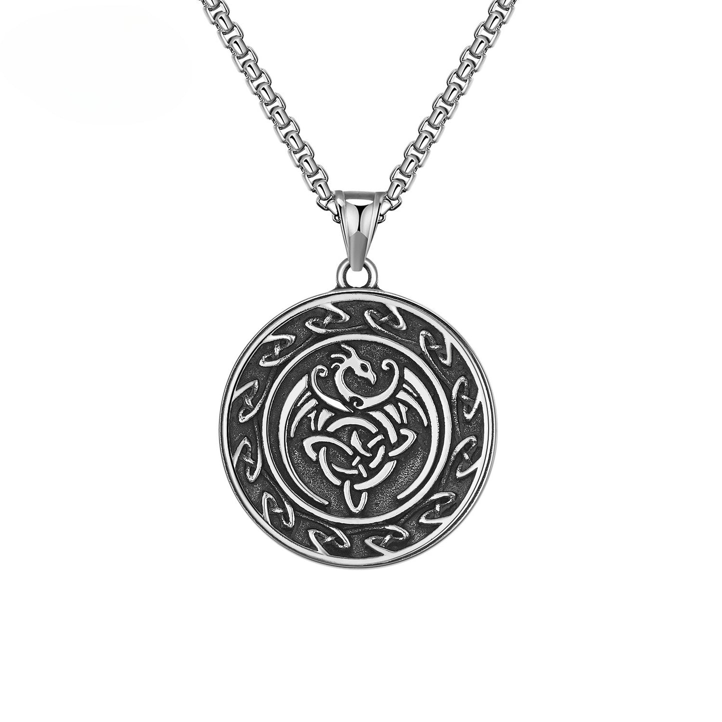 Steel Necklace - Elegant Celtic Dragon Pendant For Men Everyday Wear Gift Idea For Him