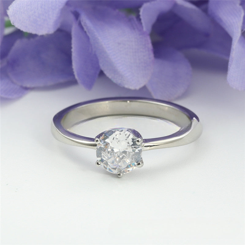 Titanium Steel White Gemstone Retro Ring for Trendy Girls - Stylish Wedding Accessory in Sizes 5-11