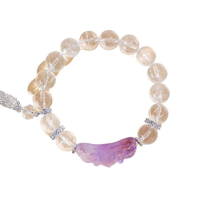 Planderful Fortune's Favor Bracelet – Natural Amethyst and White Crystal Design