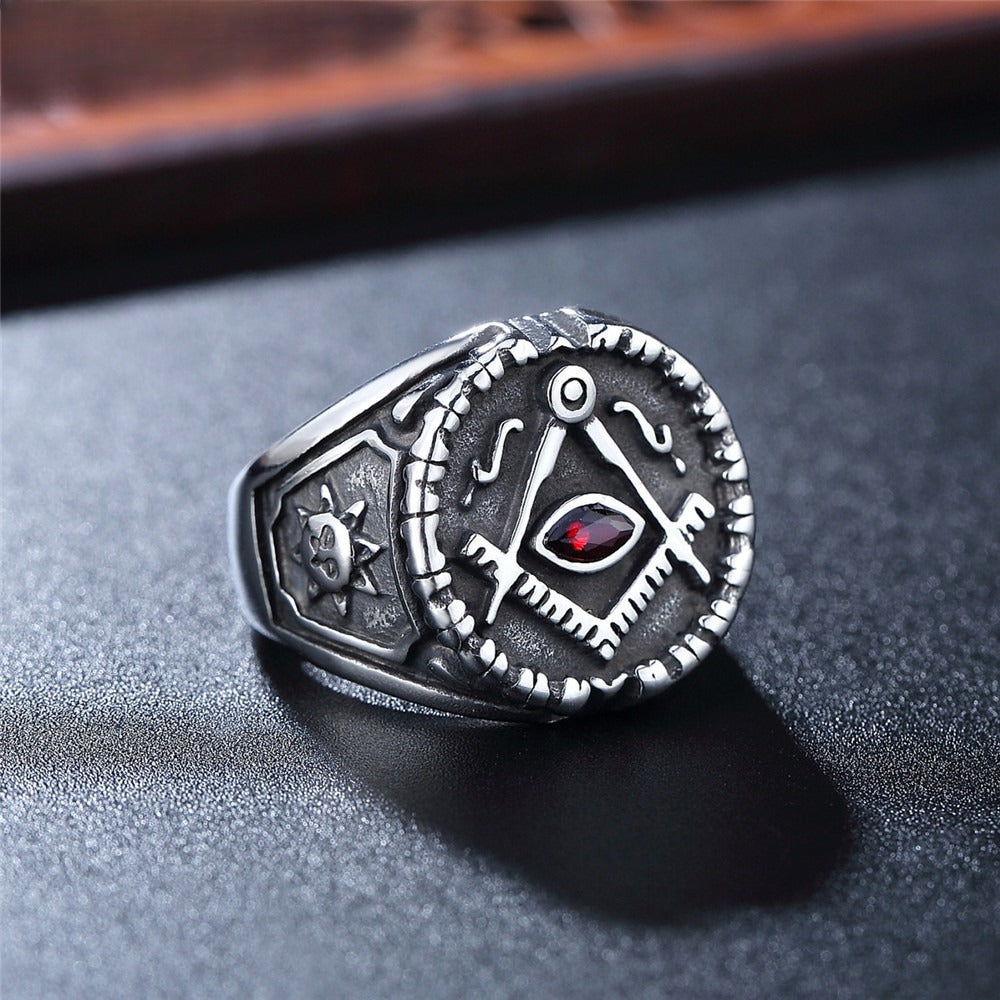 Planderful Everyday Genie Masonic Ring For Men Unisex Titanium Steel Protection Statement