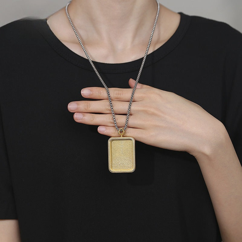 Steel Necklace – Elegant Tibetan Box Pendant With Chain For Everyday Spiritual Style Gift