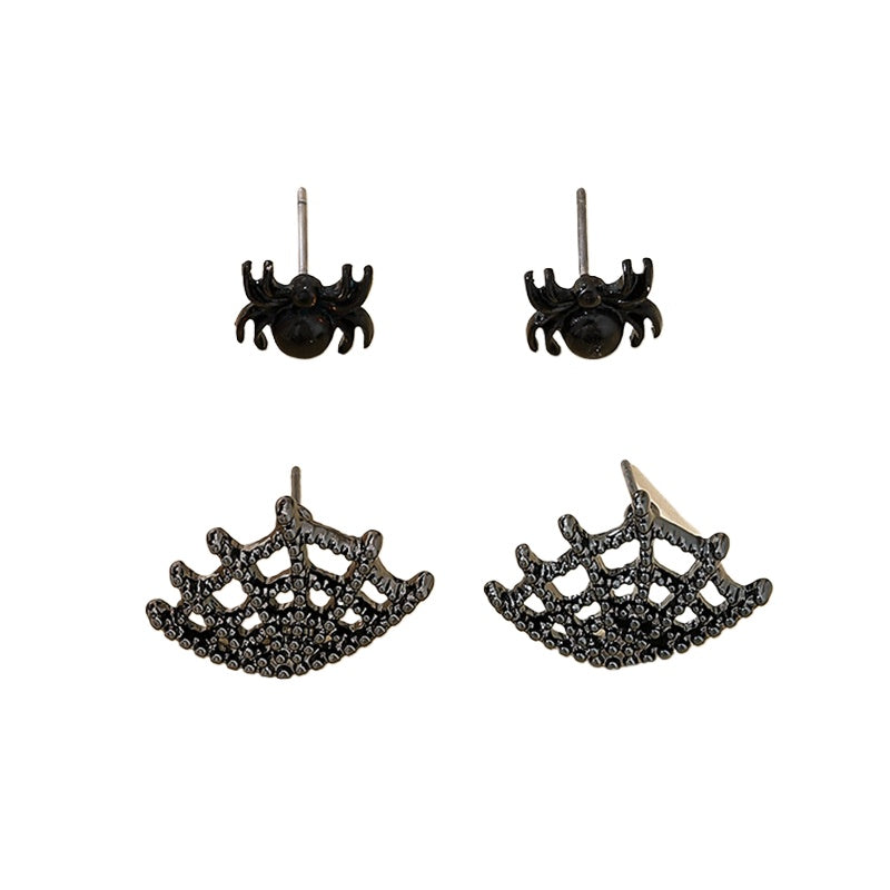 Planderful Vienna Verve Earrings Set – Creative Gothic Spider Web Design