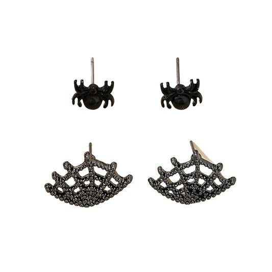 Planderful Vienna Verve Earrings Set – Creative Gothic Spider Web Design