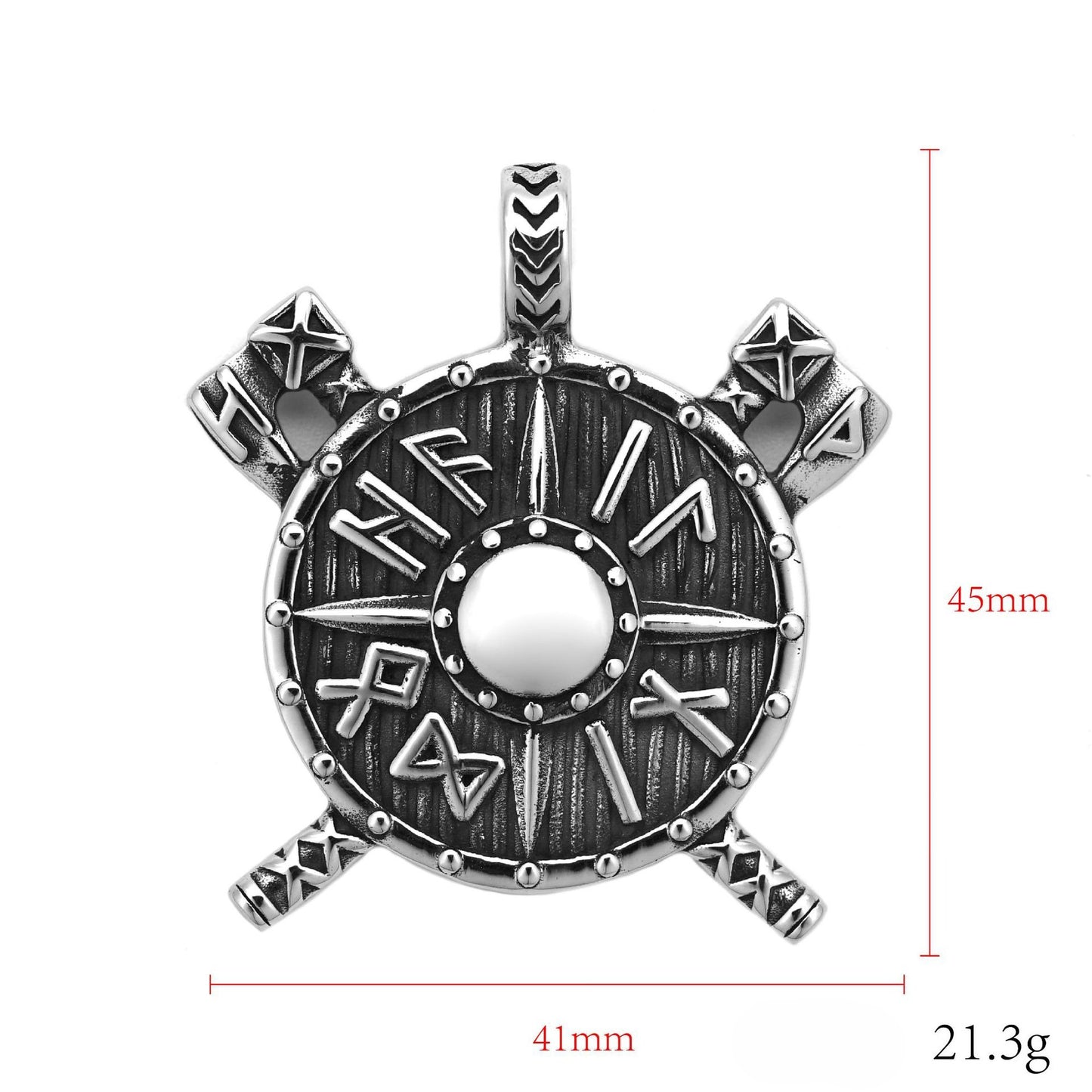 Steel Necklace - Vintage Viking Shield Pendant For Men By Planderful Everyday Genie Collection