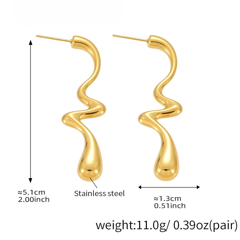 Planderful Women Irregular Water Drop Earrings 18K Gold