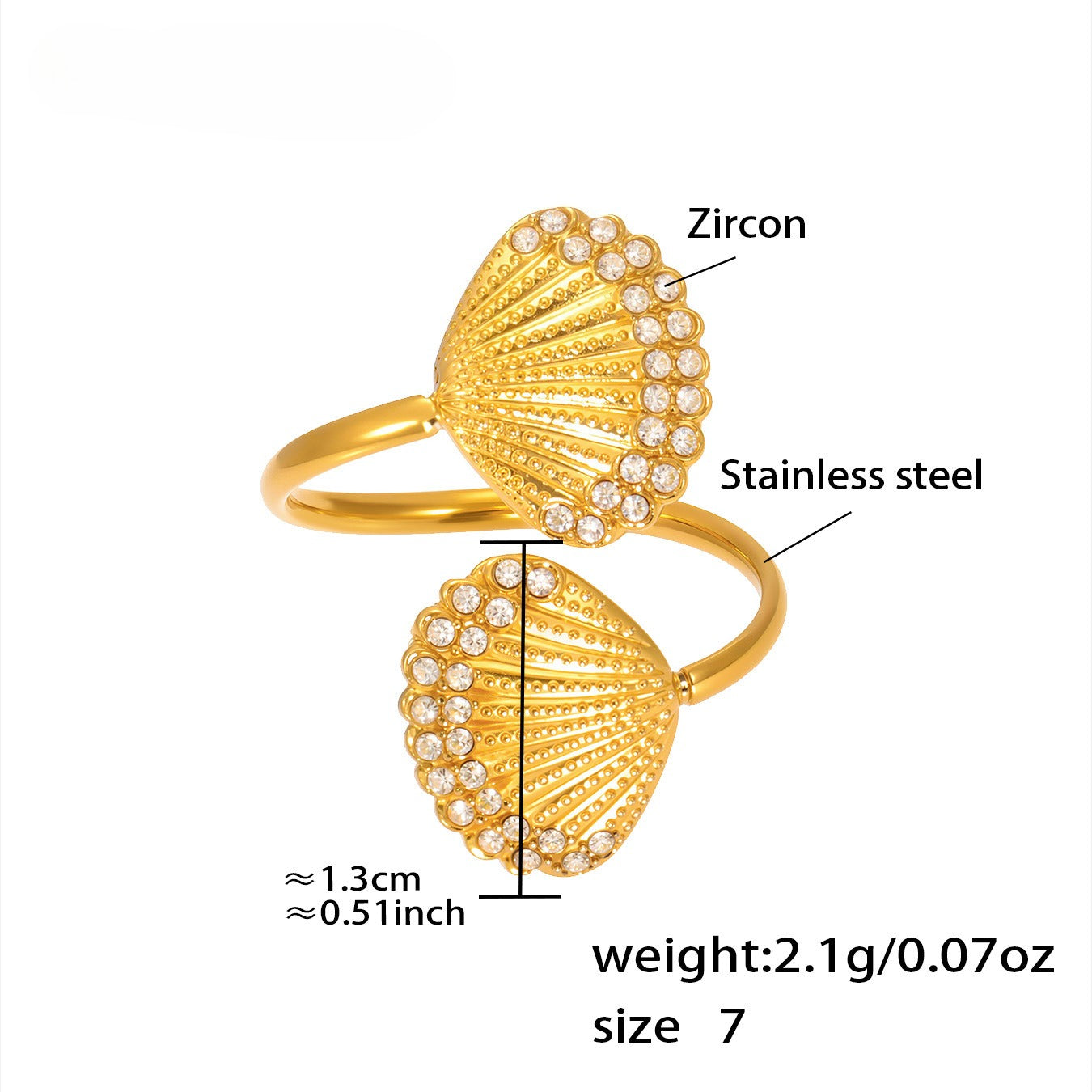 Planderful Starfish Ring 18K Gold Plated Beach Lovers